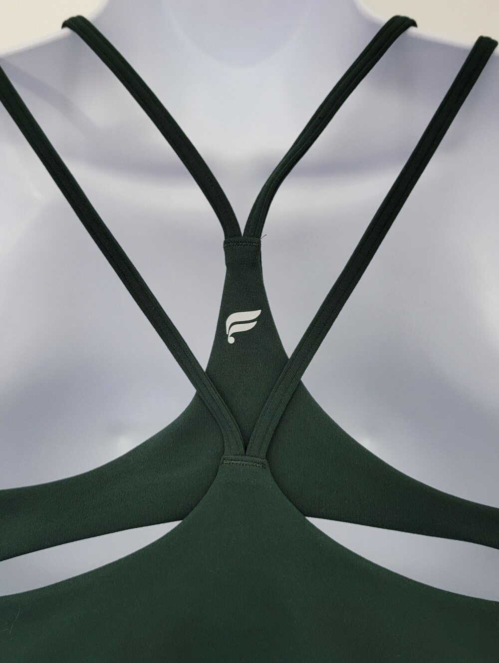 Fabletics Womens Green Cropped Racerback Tank Built-In Bra Stretch Size Small - Picture 7 of 10